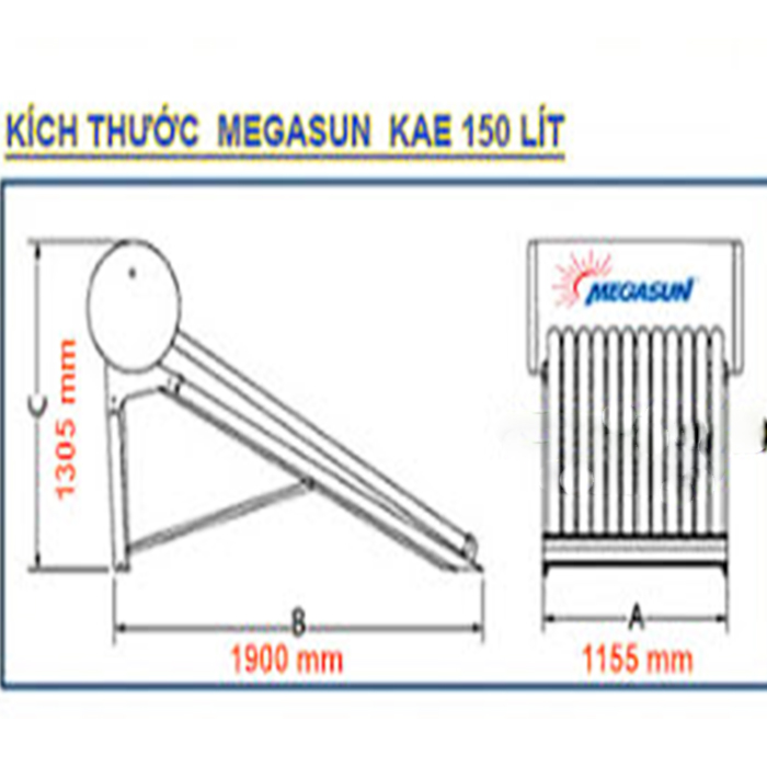 Máy nước nóng năng lượng mặt trời MEGASUN 150L
