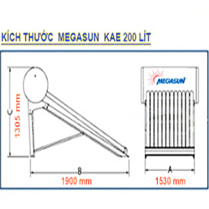 Máy nước nóng năng lượng mặt trời MEGASUN 200L